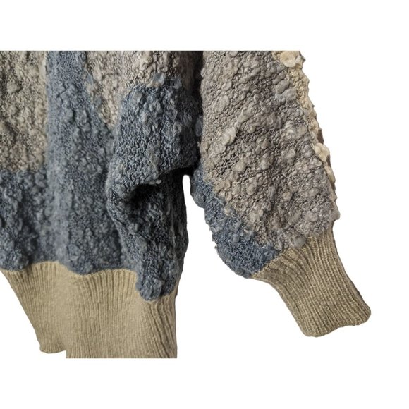 Lady Lilly Vintage cowl neck‎ gray, blue, beige unique women's sweater 38 sz M - Picture 7 of 12